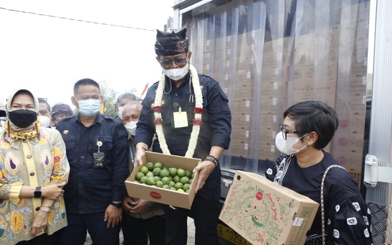 Menteri Pertanian, Syahrul Yasin Limpo, saat melepas ekspor jeruk purut produksi Kota Batu, Jawa Timur, Selasa (19/10/2021). - Istimewa