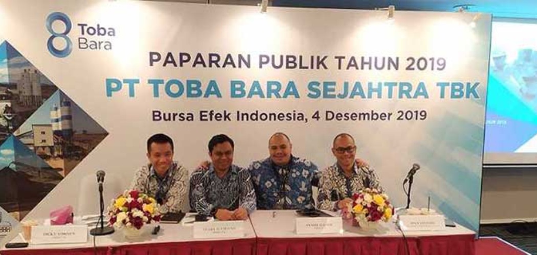 Manajemen PT TBS Energi Tbk. (TOBA), dahulu PT Toba Bara Sejahtra Tbk., usai paparan publik di Jakarta, Rabu (4/12/2019). - tobabara.com