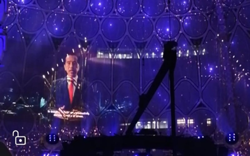 Presiden Joko Widodo saat membuka Indonesia National Day World Expo 2020 Dubai - Gajah Kusumo/Bisnis