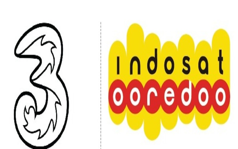 Logo Tri Indonesia dan Indosat.  - Bisnis.com