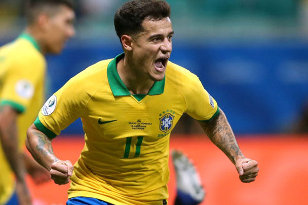 Penyerang Brasil Philippe Coutinho. - Reuters/Rodolfo Buhrer