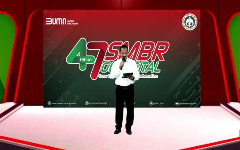 Direktur Utama PT Semen Baturaja (Persero) Tbk Jobi Triananda Hasjim memaparkan kinerja perseroan saat perayaan HUT SMBR ke/47 secara virtual. istimewa