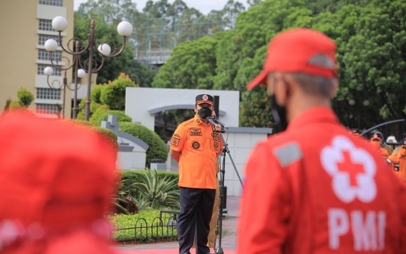 Wali Kota Tangerang Arief R Wismansyah saat memimpin Apel Siaga Bencana Tahun 2021 - Istimewa