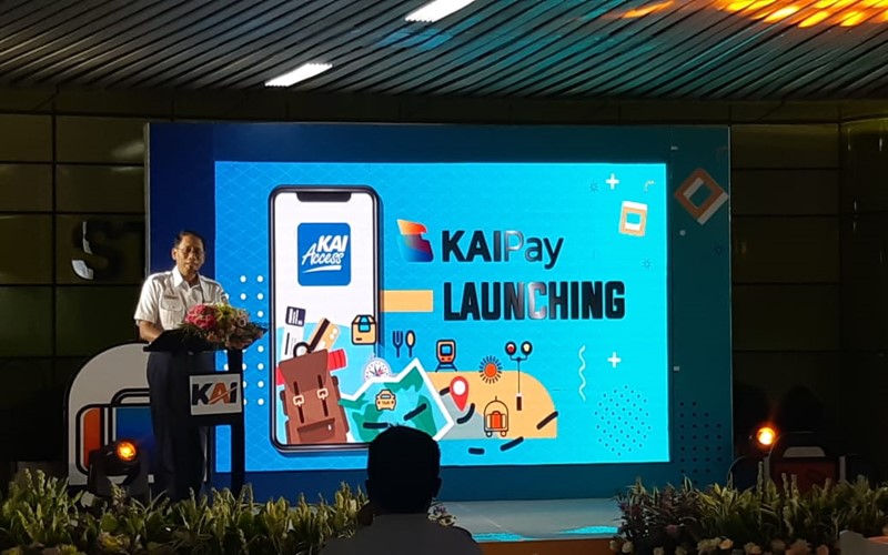Direktur Utama KAI Didiek Hartantyo saat peluncuran KAIPay di Stasiun Gambir, Kamis (18/11/2021). - Bisnis/Rahmi Yati