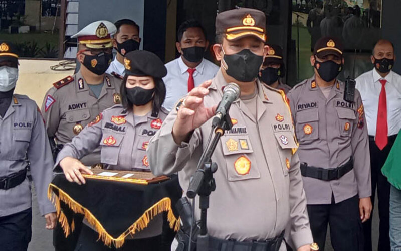 Kapolresta Solo, Kombes Pol Ade Safri Simanjuntak, memberikan keterangan kepada wartawan, Senin (22/11/2021). - JIBI/Bayu Jatmiko Adi.