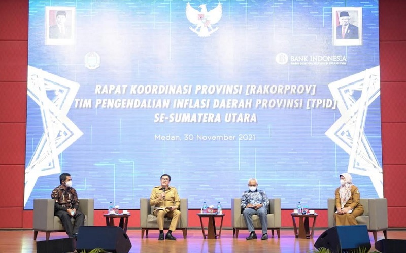 Rapat Koordinasi Provinsi Tim Pengendalian Inflasi Daerah (TPID) Sumatra Utara 2021 di Medan, Selasa (30/11/2021).  - Istimewa