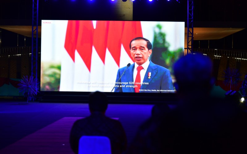 Presiden Joko Widodo memberikan sambutan secara virtual dalam Opening Ceremony Presidensi G20 Indonesia, Rabu (1/11/2021). - Kominfo/Amiri Yandi