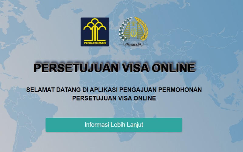 Tampilan situs resmi Imigrasi Indonesia untuk pengajukan permohonan visa online - visa/online.imigrasi.go.id