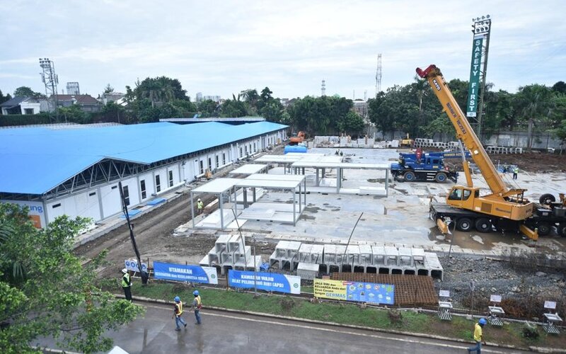 PT Pertamedika IHC menyiapkan rumah sakit modular darurat Covid-19 kedua di Simprug, Jakarta - Pertamina