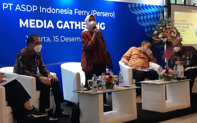 Direktur Utama ASDP Ira Puspadewi dalam media gathering di Jakarta, Rabu (15/12/2021). -  Bisnis/Rahmi Yati
