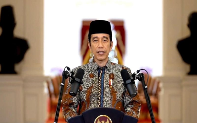 Presiden Joko Widodo menyampaikan pidato sambutan dalam resepsi milad ke/108 Muhammadiyah pada Rabu, 18 November 2020 / Youtube Muhammadiyah Channel
