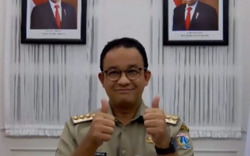 Gubernur DKI Jakarta Anies Baswedan tengah berpose dalam acara Webinar Penanganan Covid-19 di DKI Jakarta pada Selasa (24/11/2020) - JIBI - Nyoman Ary Wahyudi