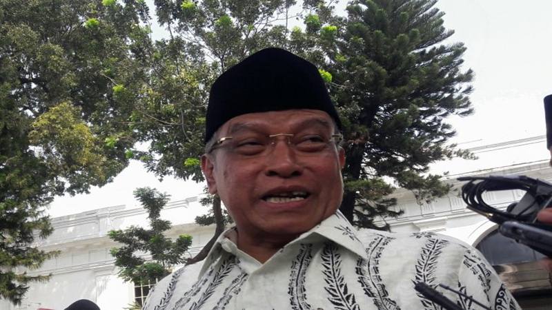 Anggota Dewan Pengarah Badan Pembinaan Ideologi Pancasila (BPIP) Said Aqil Siradj ditemui di halaman Istana Negara, Jakarta, usai menemui Presiden Joko Widodo, Kamis (9/5/2019). - Antara