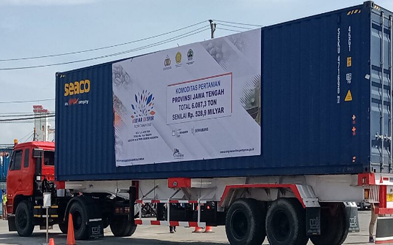 Pelepasan ekspor produk pertanian di Pelabuhan Tanjung Emas Semarang. - Bisnis/Alif Nazzala R.