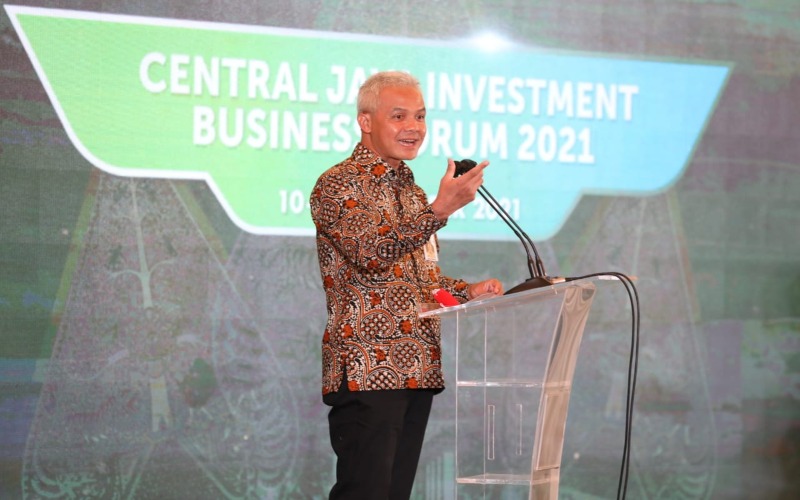 Gubernur Jawa Tengah Ganjar Pranowo saat membuka acara Central Java Investment Business Forum (CJIBF) 2021, Rabu (10/11 - 2021)./ Dok Humas Pemprov