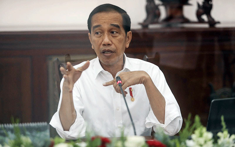 Presiden Joko Widodo memberikan keterangan di Istana Bogor, Jawa Barat, Kamis (8/1/2022). Bisnis - Fanny Kusumawardhani