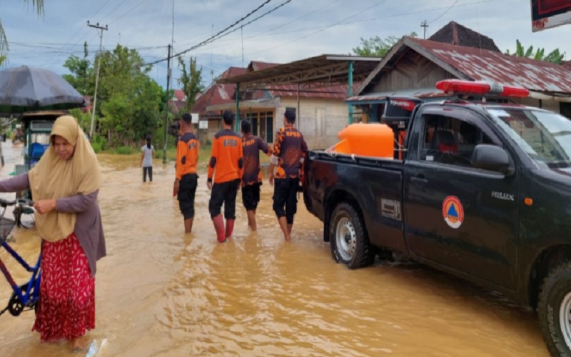 Banjir terjadi di Kabupaten Hulu Sungai Tengah, Provinsi Kalimantan Selatan, pada Selasa (11/1/2022), pukul 09.20 waktu setempat atau WITA. - Dok.BNPB