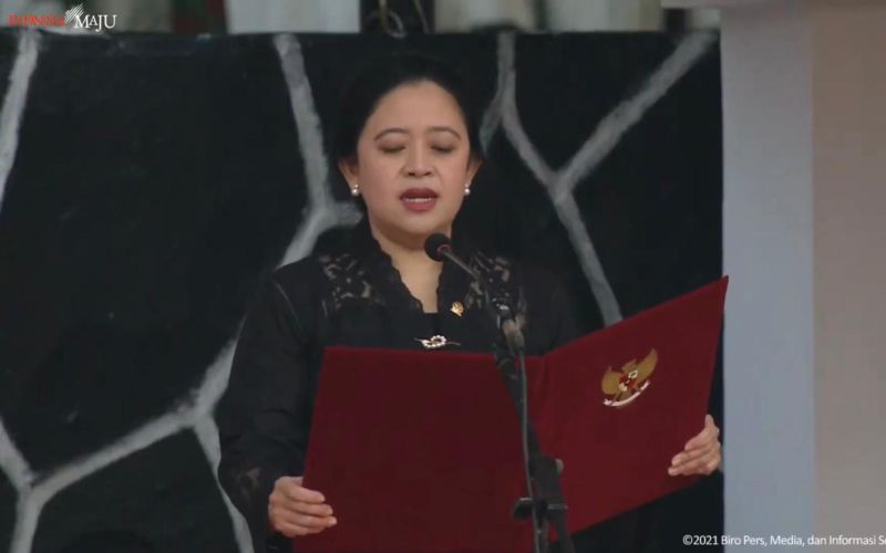 Ketua DPR RI Puan Maharani membacakan dan menandatangani Ikrar Kesetiaan Pancasila dalam Upacara Peringatan Hari Kesaktian Pancasila pada Jumat (1/10 - 2021) / Youtube Sekretariat Presiden