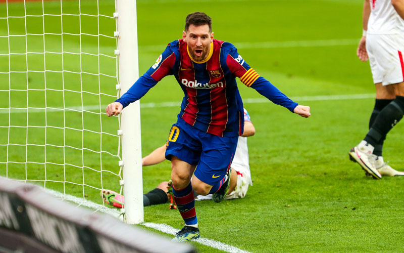  Lionel Messi saat membela Barcelona - Twitter@FCBarcelona