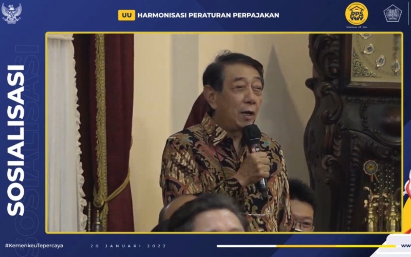 CEO PT Kapal Api, Soedomo Mergonoto dalam acara sosialisasi Undang-Undang Harmonisasi Peraturan Perpajakan (UU HPP) di Jawa Timur, Kamis (20/1/2022) - tangkapan layar youtube
