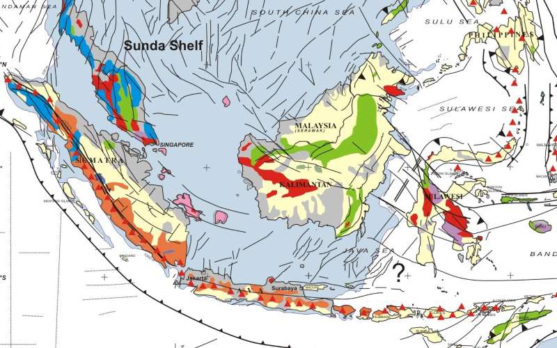 Peta Jawa dan Sumatra yang menunjukkan adanya peregangan.  - Istimewa