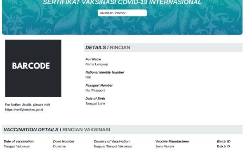 Ilustrasi sertifikat vaksin internasional / Kemenkes