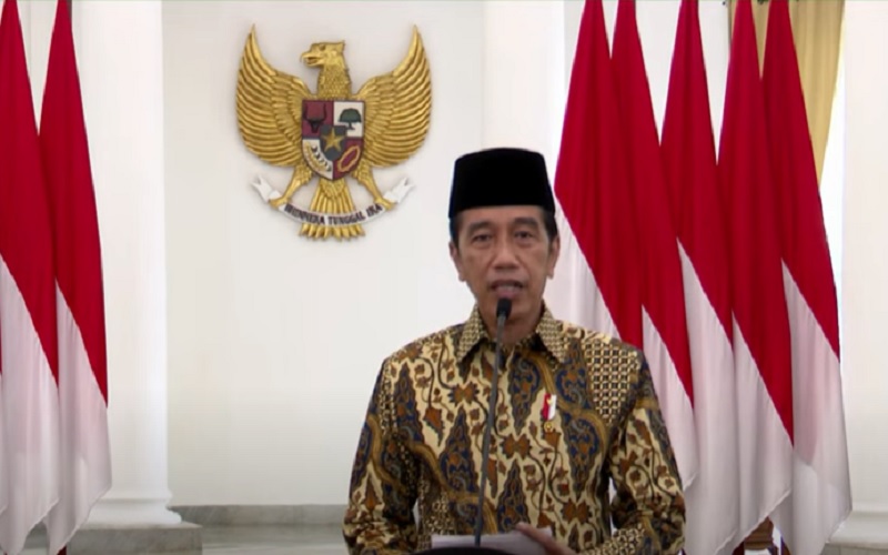 Presiden Joko Widodo atau Jokowi berpidato dalam acara Pengukuhan Majelis dan Peresmian Pembukaan Rakernas ICMI, Sabtu (29/1/2022). - Youtiube Sekretariat Presiden