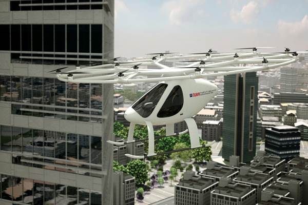 Taksi Udara Otonom (AAT) produksi Volocopter diperkenalkan di Dubai. - Istimewa