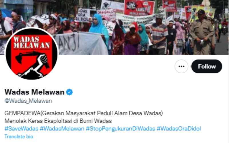Akun Twitter Wadas Melawan aktif kembali pada Kamis (17/2 - 2022)