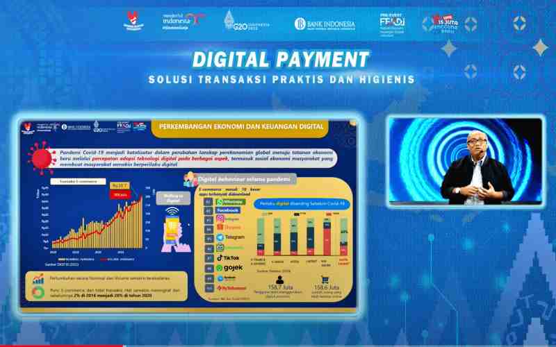Kepala Perwakilan Bank Indonesia Jatim, Budi Hanoto saat memaparkan perkembangan ekonomi dan keuangan digital dalam virtual Seminar Digital Payment, Jumat (25/2/2022). - Ist