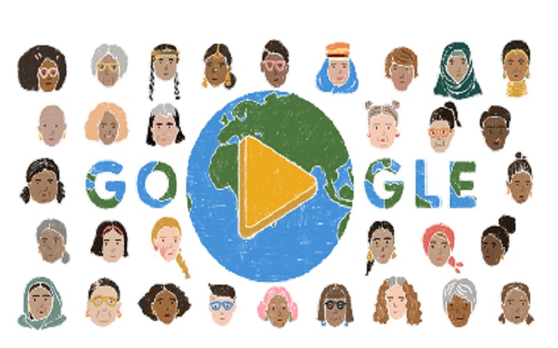 Tangkapan layar - Google merayakan Hari Perempuan Internasional atau International's Women Day dengan menghadirkan video Break The Bias pada Google Doodle, Selasa (8/3/2022). JIBI - Bisnis/Nancy Junita