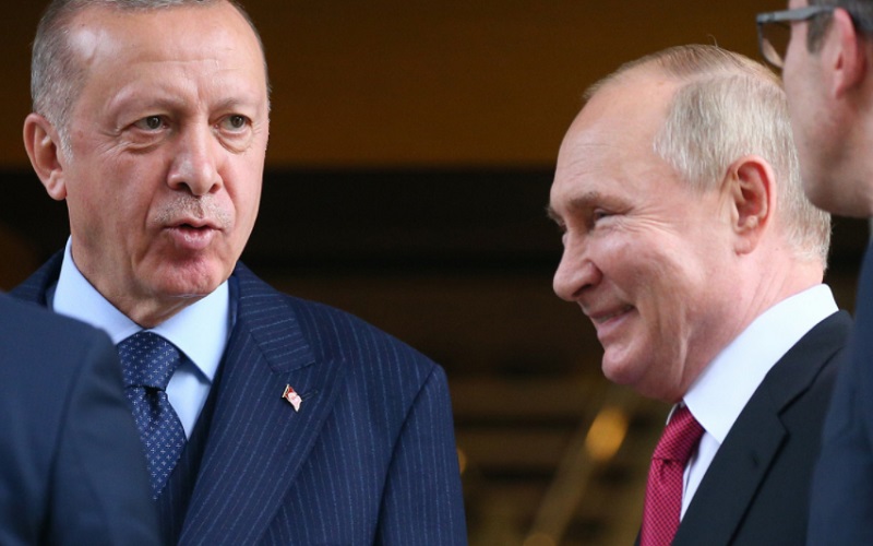 Presiden Turki Recep Tayyip Erdogan dan Presiden Rusia Vladimir Putin - The Moscow Times