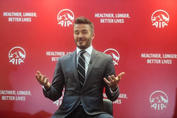 David Beckham saat berada di Jakarta dan memberi keterangan pers pada Senin (26/3/2018). - Antara/Akbar Nugroho Gumay