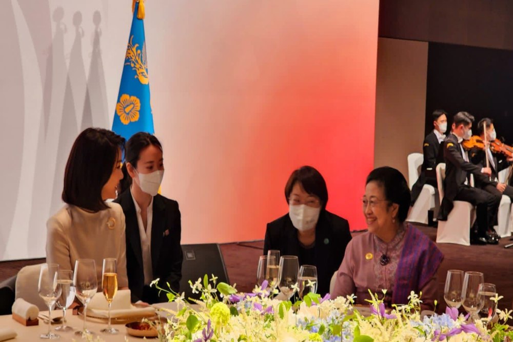 Presiden Ke-5 RI sekaligus Ketua Umum DPP PDI Perjuangan Megawati Soekarnoputri menghadiri acara jamuan makan malam yang digelar Presiden Korea Selatan (Korsel) Yoon Suk Yeol di Hotel Shilla, Seoul pada Selasa (10/5/2022). - Istimewa