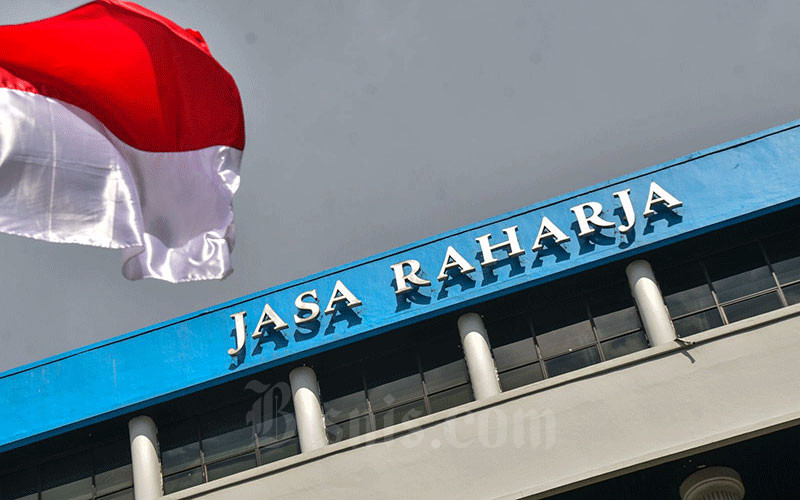 Logo PT Jasa Raharja di Jakarta, Jumat (7/1/2022). Bisnis - Fanny Kusumawardhani