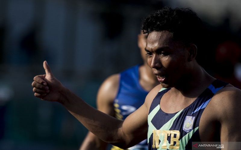 Lalu Muhammad Zohri, pelari asal Nusa Tenggara Barat siap memperebutkan medali emas di ajang PON XX Papua 2021 - Antara 