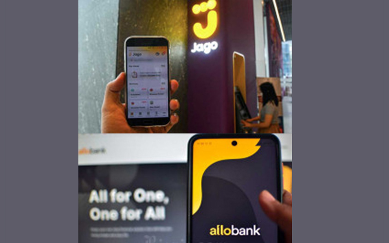 Bank Jago versus Allo Bank.  - Bisnis.com