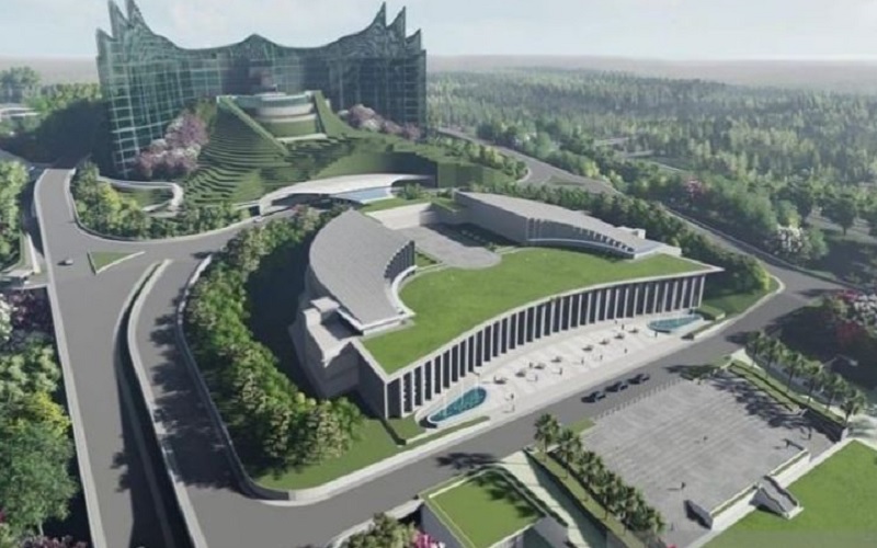 Desain eksterior yang bakal menjadi Istana Kepresidenan di Ibu Kota Negara Nusantara di Kalimantan Timur, Selasa (4/1/2022). -  Antara @nyoman_nuarta\r\n\r\n