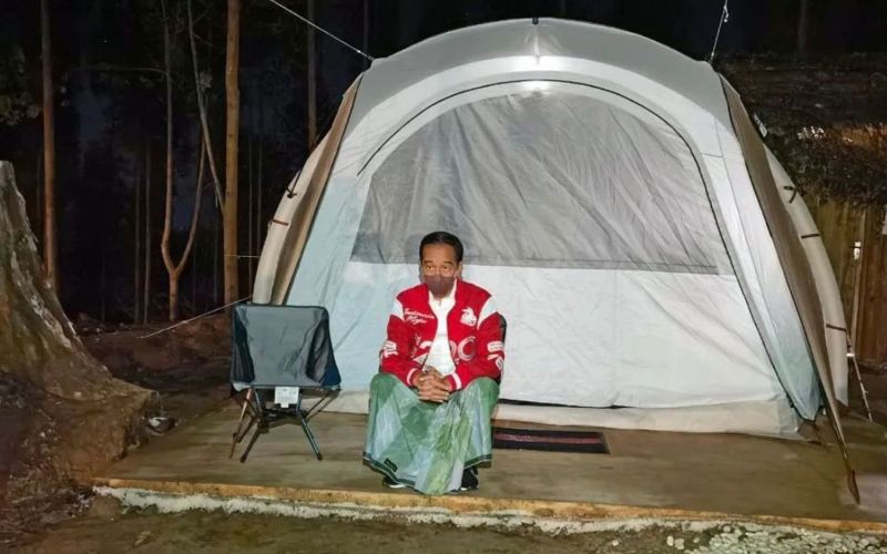 Presiden Joko Widodo (Jokowi) bermalam menggunakan tenda di Ibu Kota Negara (IKN) Nusantara, Kalimantan Timur, Senin (14 Maret 2022) / BPMI Setpres.