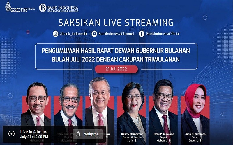 Link Streaming Hasil Rapat Dewan Gubernur BI Hari Ini, Kamis (21/7)