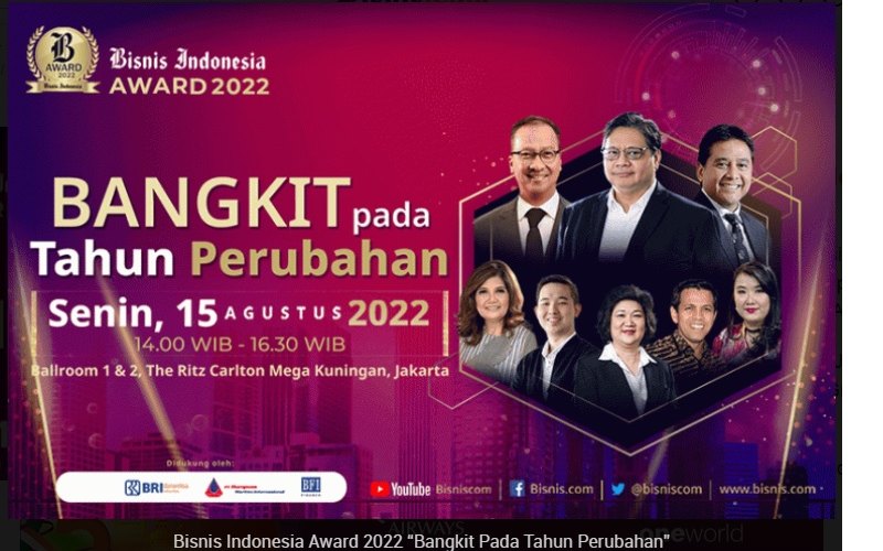 Bisnis Indonesia Award 2022, Apresiasi Korporasi hingga CEO yang Sukses di Tahun Pandemi