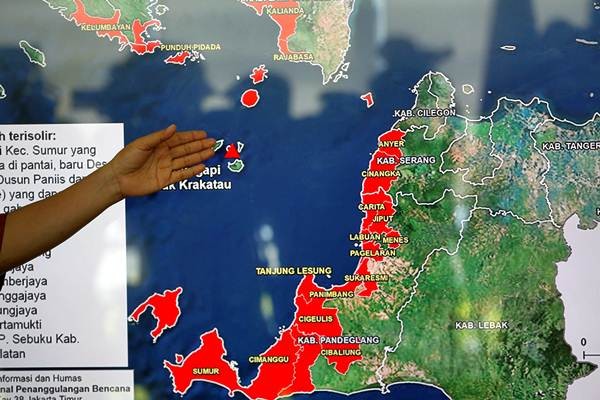 Inilah Peta Wilayah Terdampak Tsunami Selat Sunda - Bisnis.com