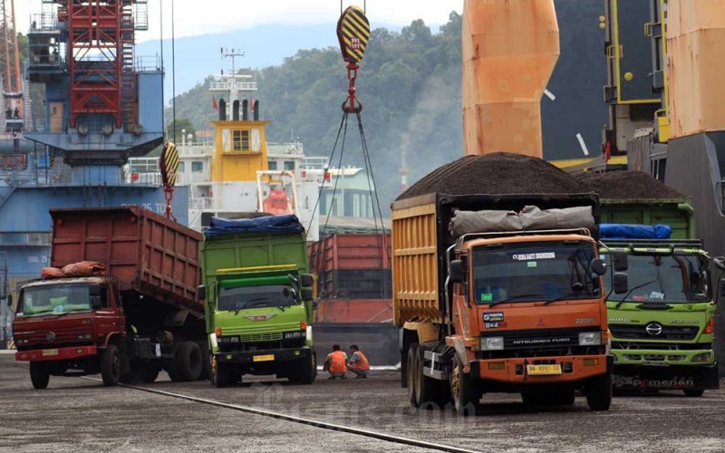Aktivitas bongkar muat cangkang sawit di Pelabuhan Teluk Bayur Padang, Sumatra Barat, Senin (27/6/2022).  Bea Cukai mencatat sepanjang tiga tahun terakhir ekspor cangkang sawit di Indonesia tumbuh seiring dengan permintaan pasar global. Terhitung mulai tahun 2019, volume ekspor cangkang sawit tercatat 2,858 juta ton dengan nilai US$188,114 juta atau setara Rp2,61 triliun. Di tahun 2022 ini ekspor cangkang sawit diprediksi sampai 6,2 juta ton. Jepang saat ini menjadi pangsa pasar terbesar cangkang sawit Indonesia. /Bisnis-Noli Hendra