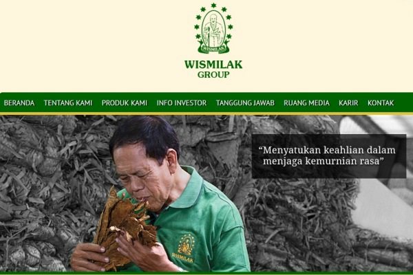 Screenshot website - wismilak.com
