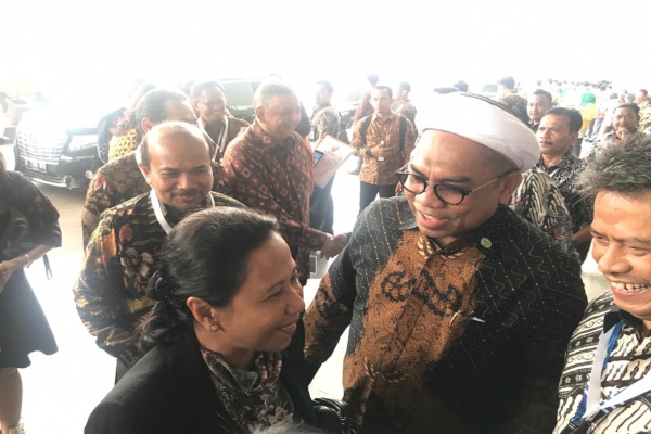 Menteri Rini menghadiri Rapat Koordinasi BUMN 2019 di Balai Sidang Jakarta Convention Center, Jakarta, Kamis (28/2/2019)./Bisnis - M. Nurhadi Pratomo