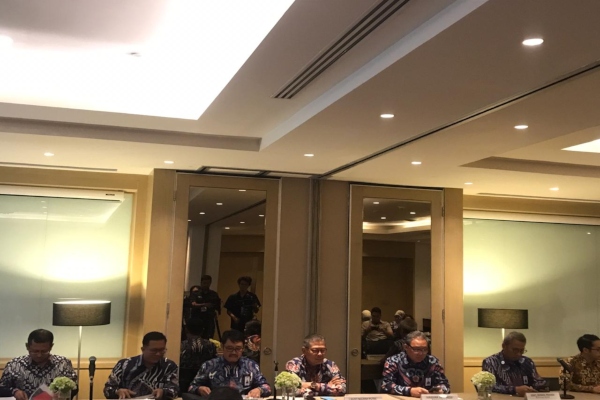 Direksi Waskita Karya menggelar konferensi pers usai RUPST kinerja 2018 di Jakarta, Kamis (9/5/2019). - Bisnis/M. Nurhadi Pratomo
