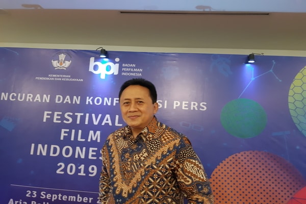 Kepala Badan Ekonomi Kreatif, Triawan Munaf saat ditemui di Peluncuran dan Konferensi Pers Festival Film Indonesia 2019 di The Tribrata, Jakarta Selatan pada Senin (23/9 - 2019).