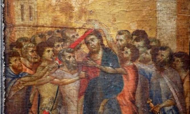 Lukisan berjudul "Christ Moked" karya Cimabue. Sumber: Reuters 