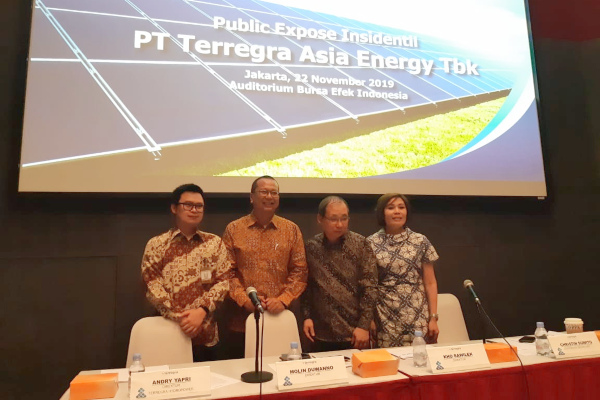 Manajemen PT Terregra Asia Energy Tbk. saat menggelar paparan publik insidentil di Jakarta, Jumat (22/11/2019). - Bisnis/Muhammad Ridwan).