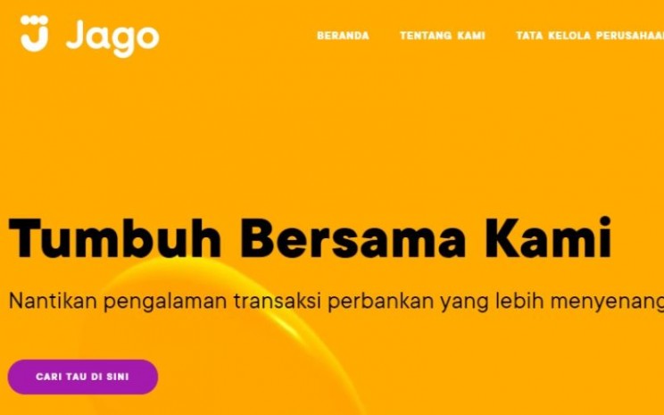 Halaman muka website resmi PT Bank Jago Tbk.